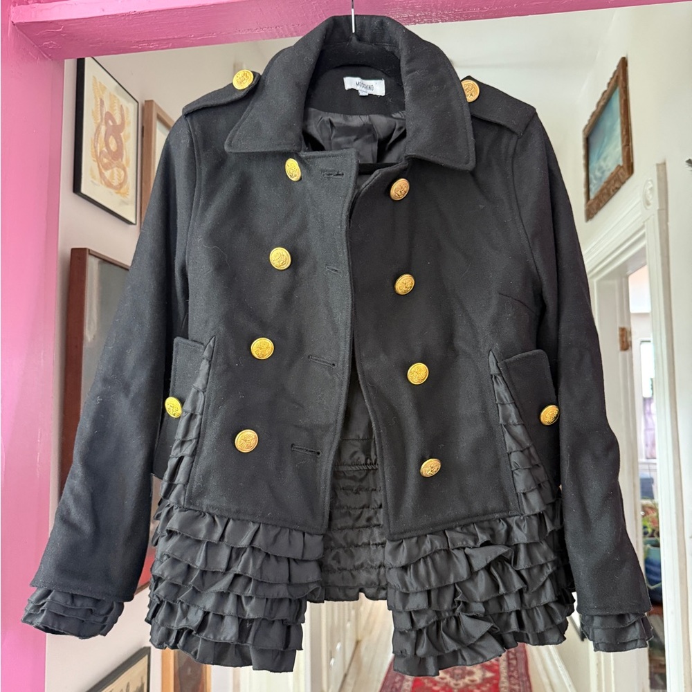 Moschino Black Double-Breasted Jacket with Gold Buttons